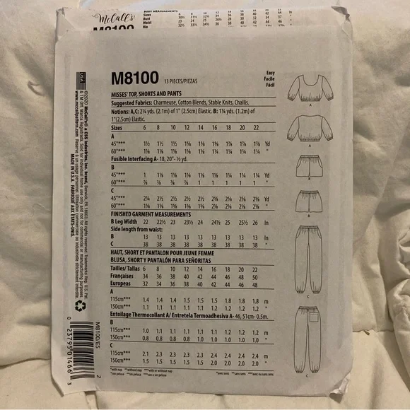 McCall’s Sewing Pattern 8100 - Picture 3 of 3